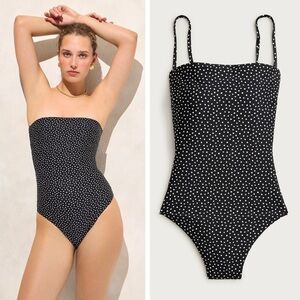 NWT J. Crew Gemma Bandeau One-Piece Classic
Sculpt™, Polkadot, Black & Ivory, 8